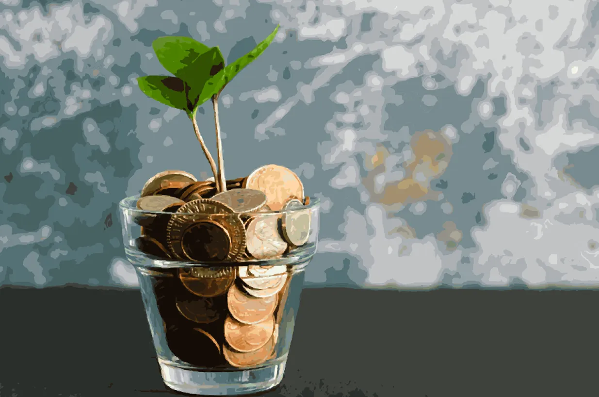 Plant with coins growing from it